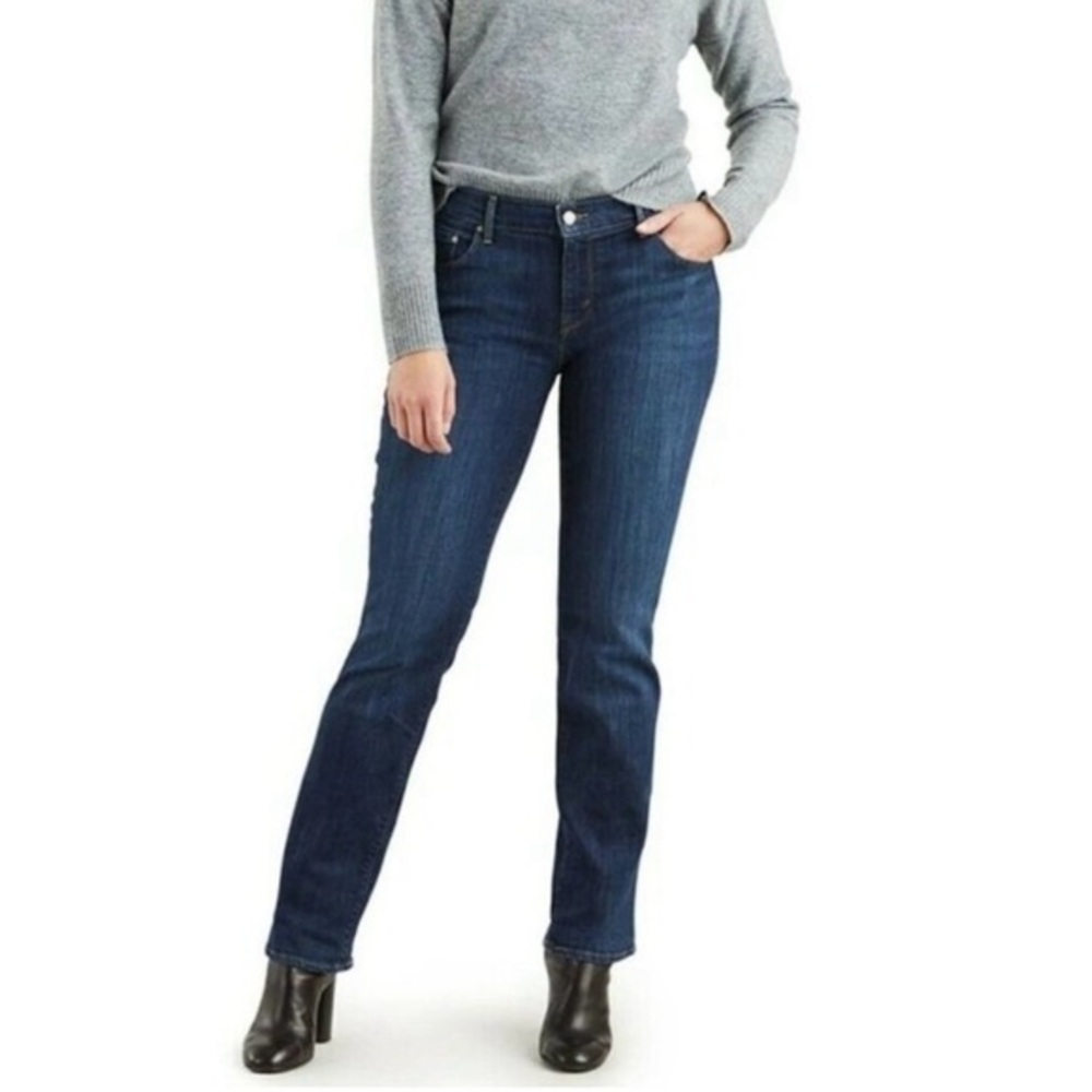 Levi’s 505 Straight, High Rise - 10.5”, Women’s Blue Jeans, Size 12M, Dark Wash.